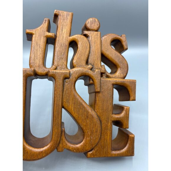 Vtg Burwood 80s Wall Clock Faux Wood "Bless This House" Quartz Movement - Picture 5 of 10